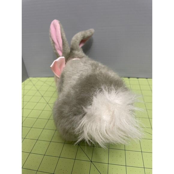 Animal Adventure Bunny Rabbit Realistic Gray 10” Plush Stuffed Animal Pink Bow - Picture 2 of 7